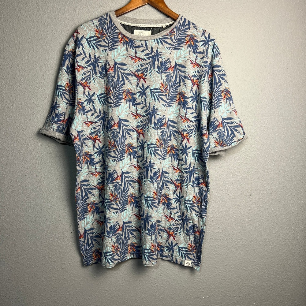 Free Planet 2X Tropical Hawaiian Bird of Paradise Print T-Shirt Top Casual Fun